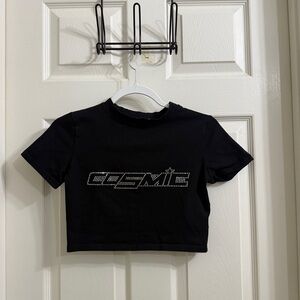 Black bedazzled cropped top